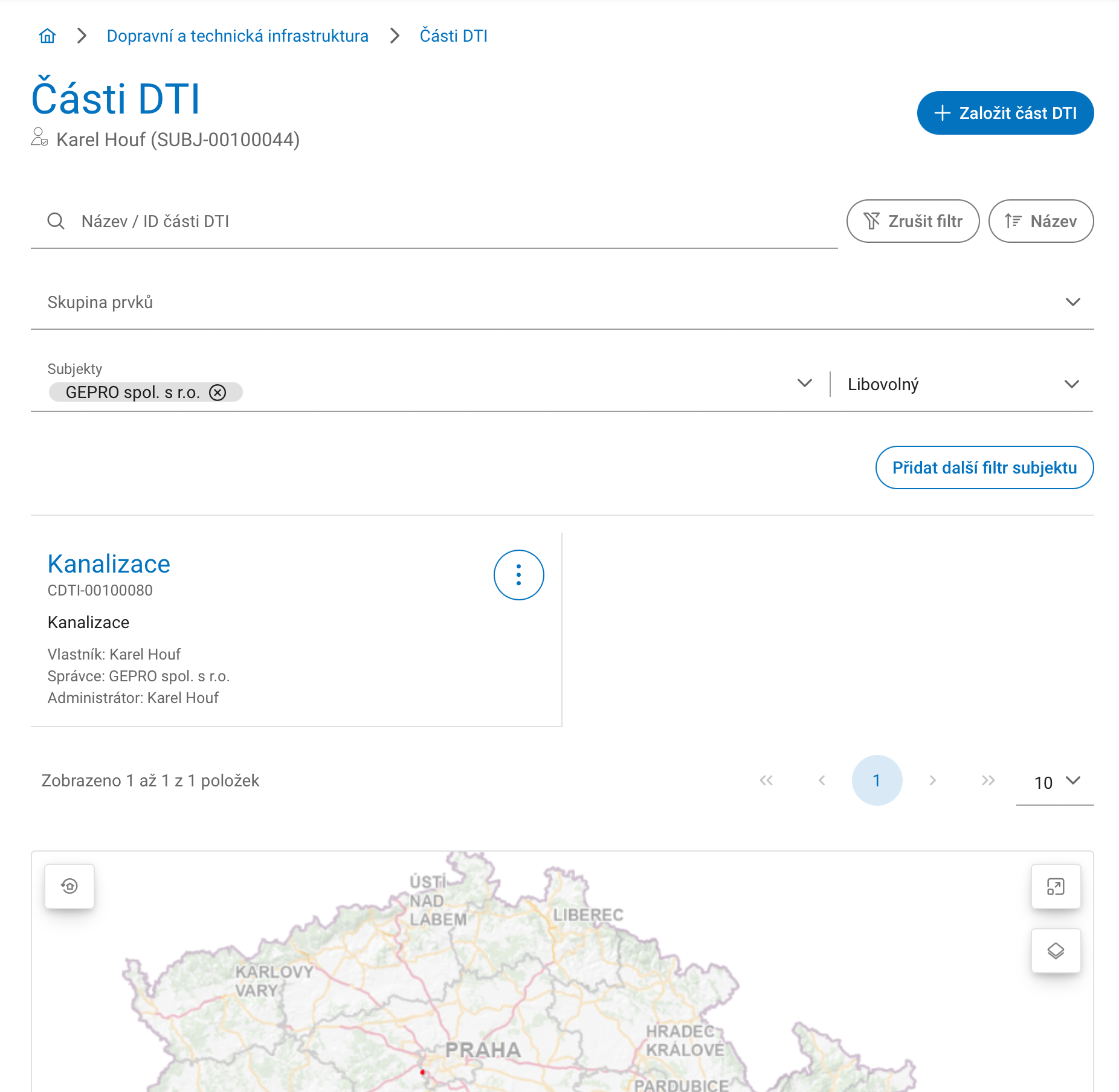 Založení části DTI na portálu DMVS