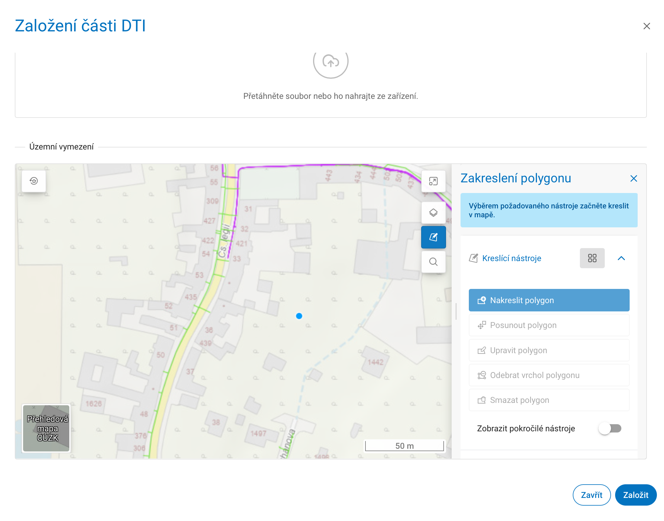 Založení části DTI na portálu DMVS