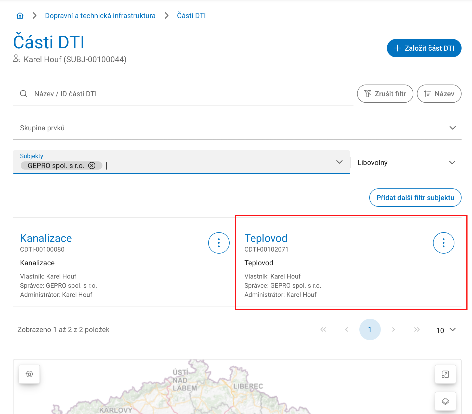 Založení části DTI na portálu DMVS