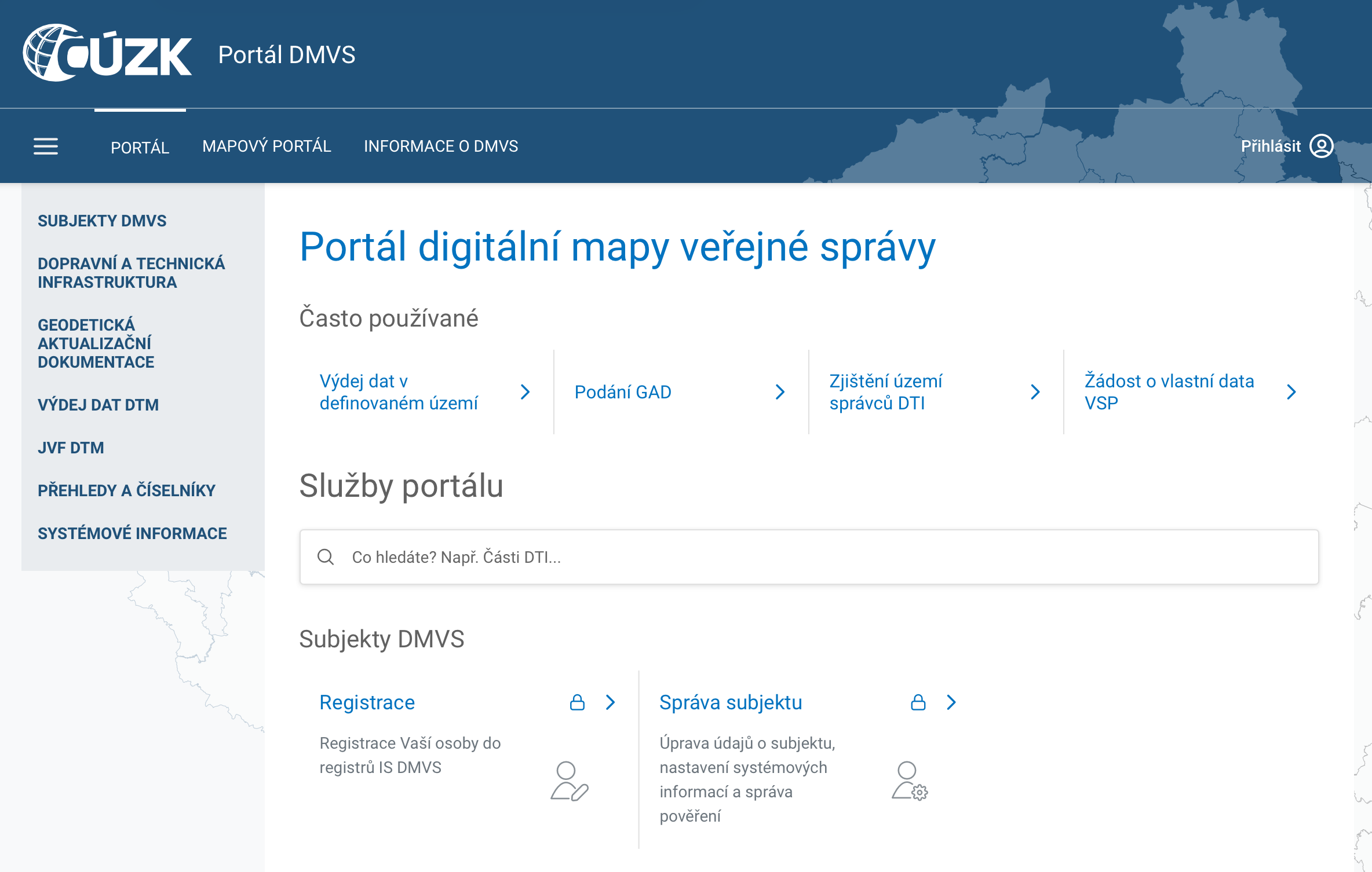 Registrace na portálu DMVS – výběr způsobu přihlášení