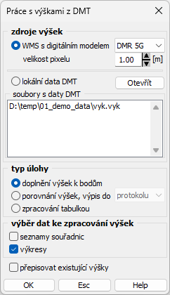 Práce s výškami z DMT